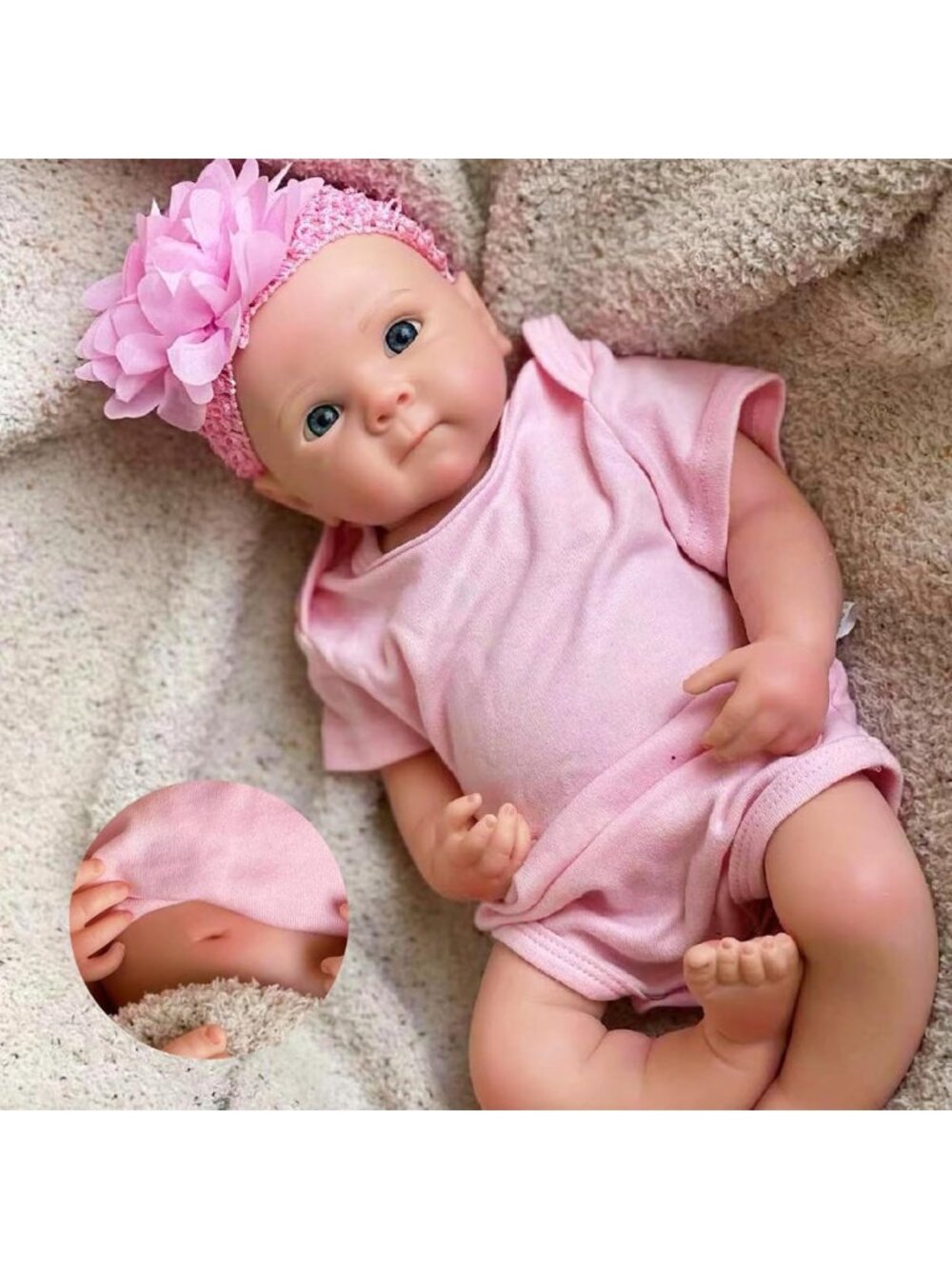 Lifelike 18" Silicone Baby Doll Full Body Girl with Clothes & Accessories for